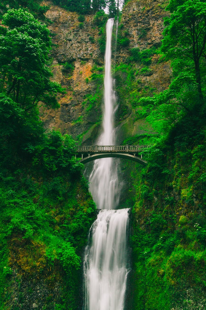 bridge near waterfall
